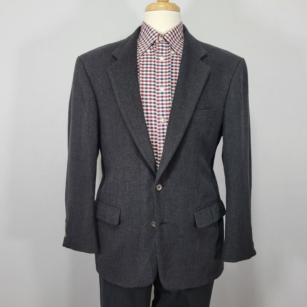 Robert Stock Men's Sport Coat Blazer Two Button Wool Camel Nylon CH Black 40R